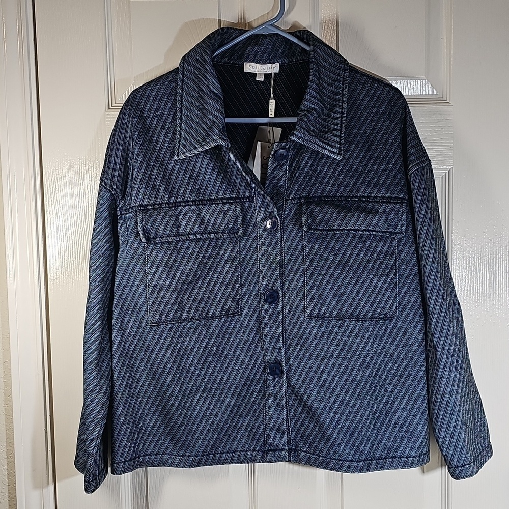 NWT Large Women's Solitaire Artisan Anthropologie Blue Shacket